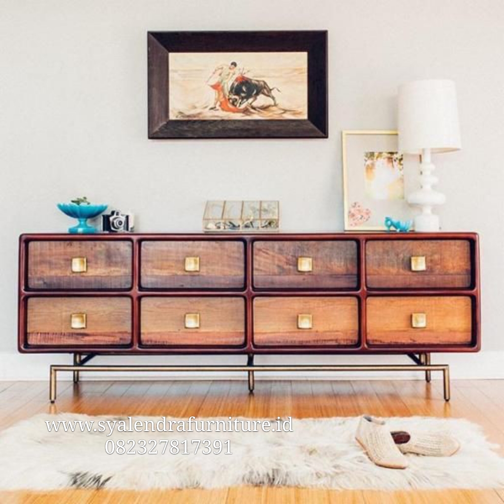 Bufet Model Retro Kaki Besi Industrial Terbaru