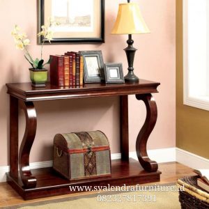 Meja Konsol Minimalis Lengkung Walnut