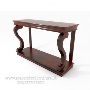 Meja Konsol Minimalis Lengkung Walnut