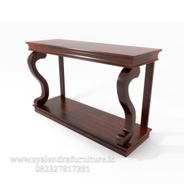 Meja Konsol Minimalis Lengkung Walnut