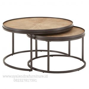 Meja Coffe Table Top Jati Kaki Besi