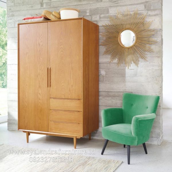 Lemari Pakaian Model Retro 2 Pintu Jati