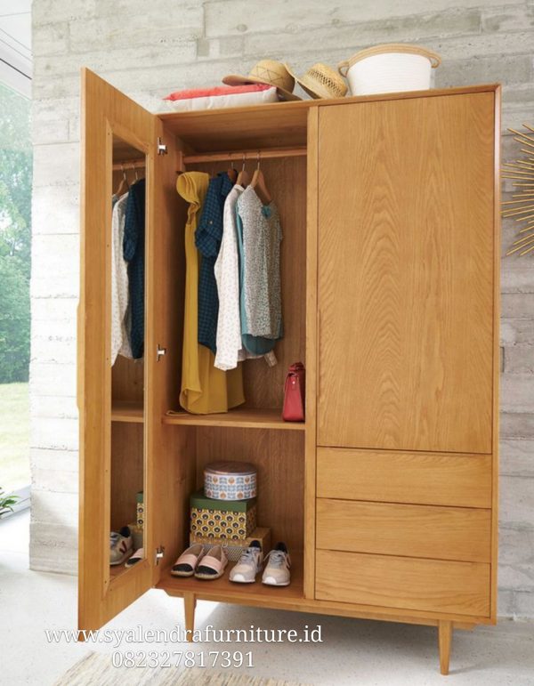 Lemari Pakaian Model Retro 2 Pintu Jati
