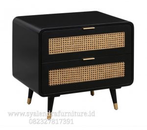 Nakas Minimalis Retro Mix Laci Anyaman