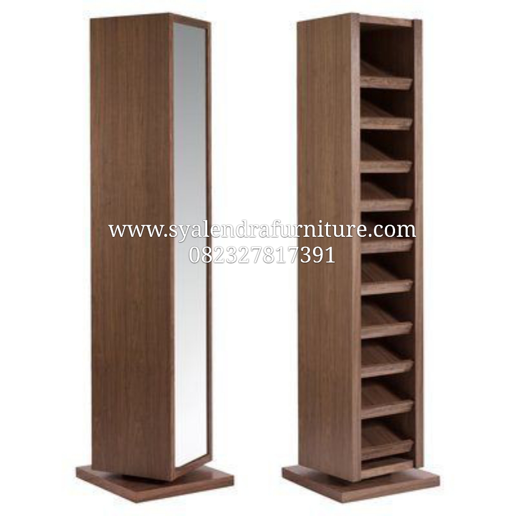 rak sepatu putar pintu kaca - syalendra furniture